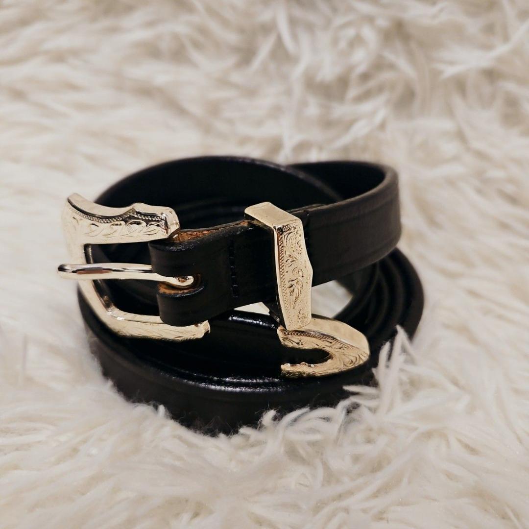 美品 monitaly モニタリ ベルト ブラック シルバーバックル レザー 黒