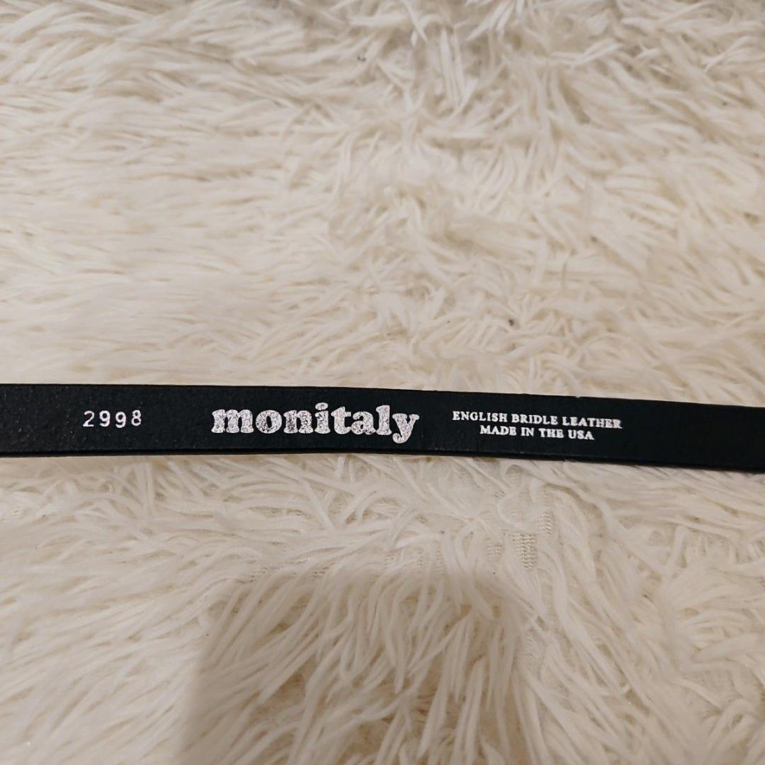 美品 monitaly モニタリ ベルト ブラック シルバーバックル レザー 黒