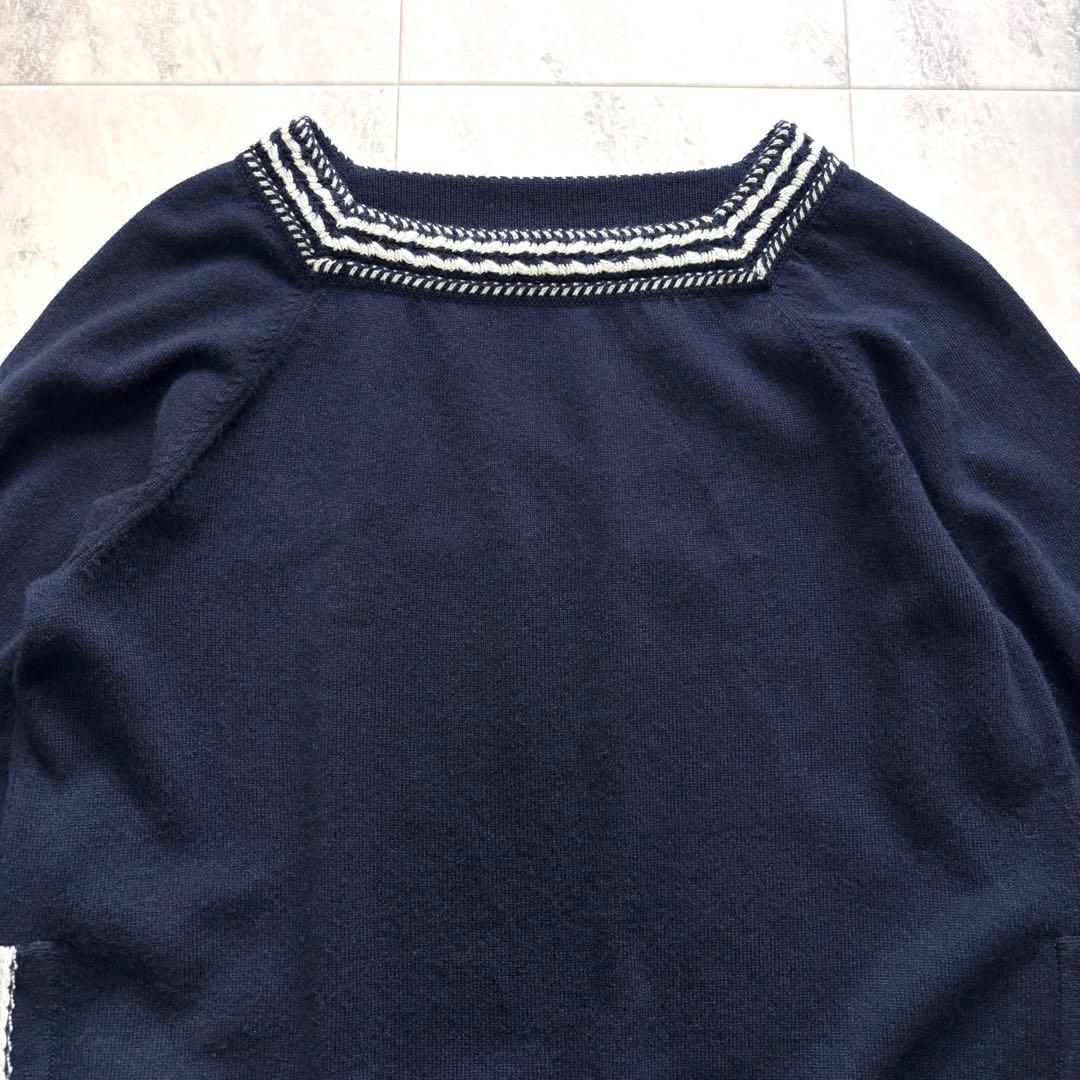 【超希少】シャネル カシミヤ100% スクエアネックニット 英国製 ココマーク