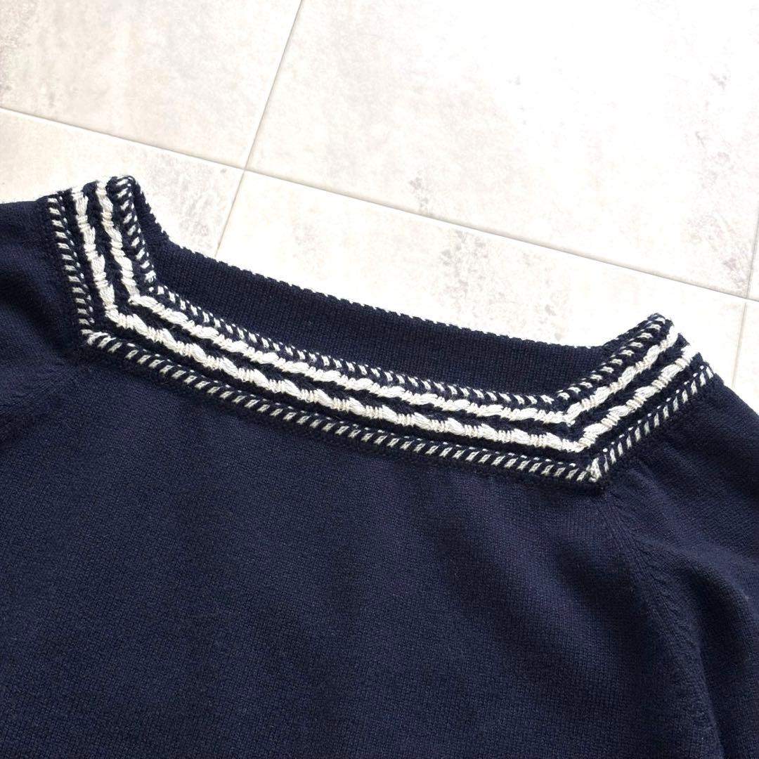 【超希少】シャネル カシミヤ100% スクエアネックニット 英国製 ココマーク