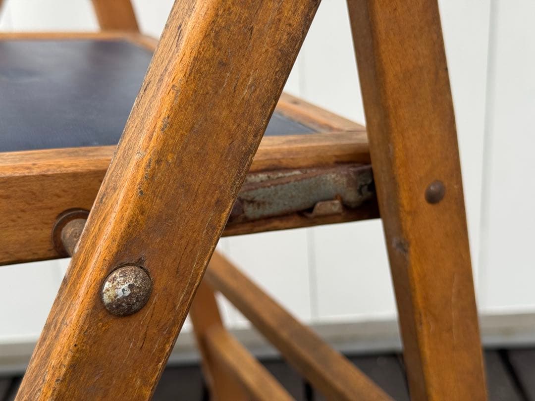 アンティーク 古道具 木製 フォールディングチェア 折りたたみ椅子 昭和レトロ