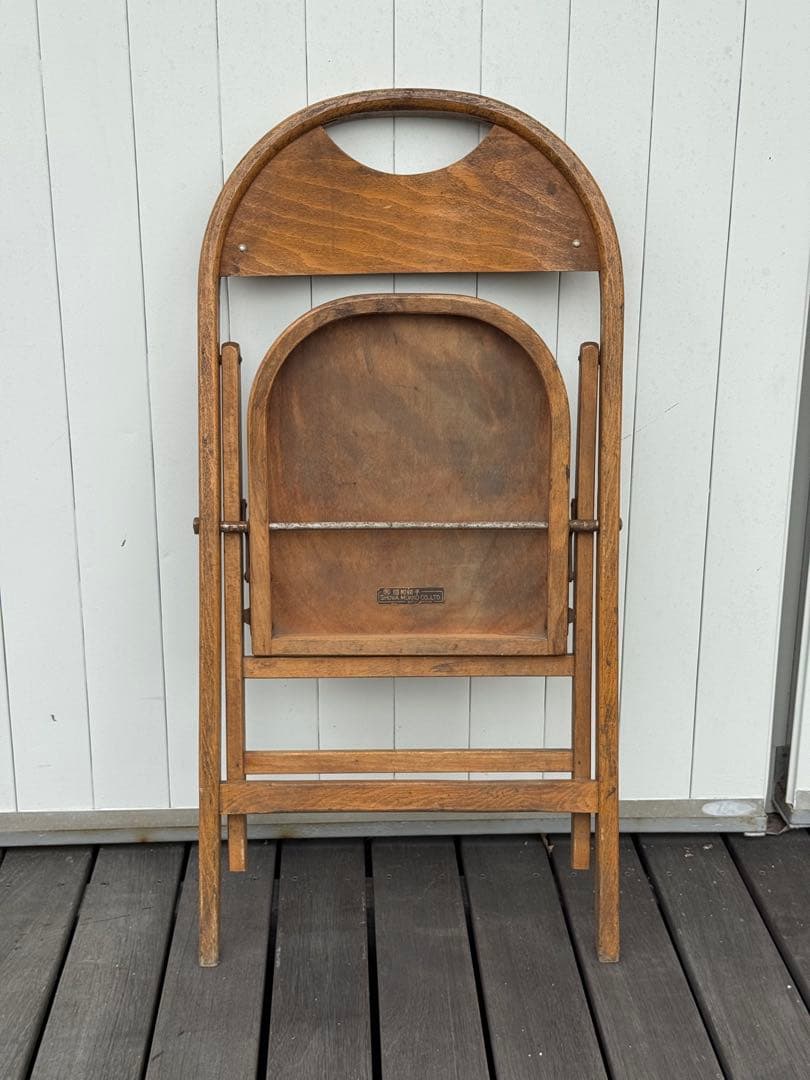 アンティーク 古道具 木製 フォールディングチェア 折りたたみ椅子 昭和レトロ