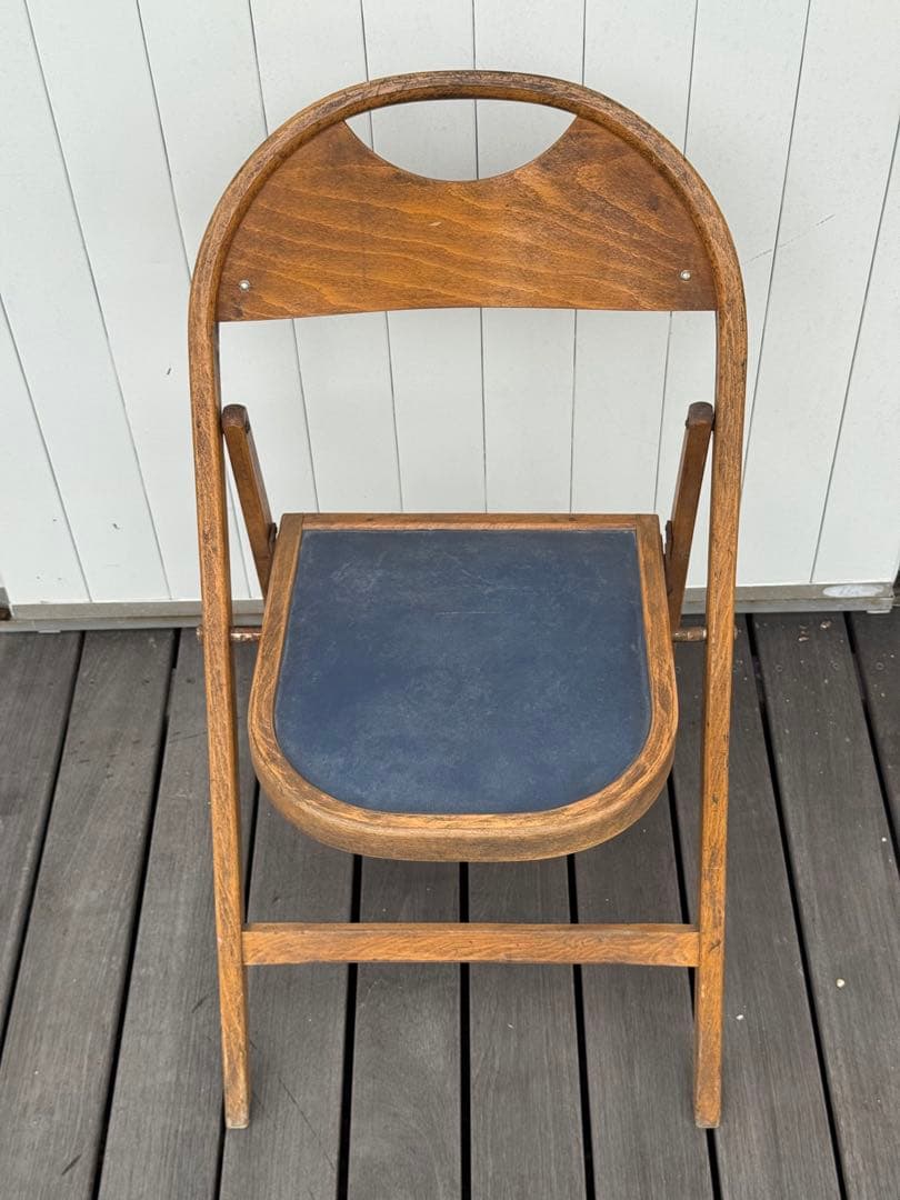 アンティーク 古道具 木製 フォールディングチェア 折りたたみ椅子 昭和レトロ