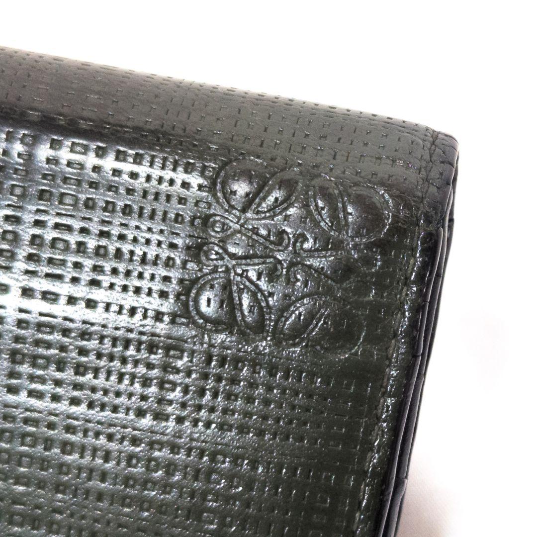 【美品】 LOEWE ロエベ 長財布 アナグラム リネン グリーン