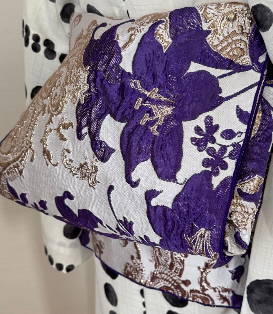 大人兵児帯【スノーホワイトプラチナシルバー】【リズヴァイオレット】の2点セット