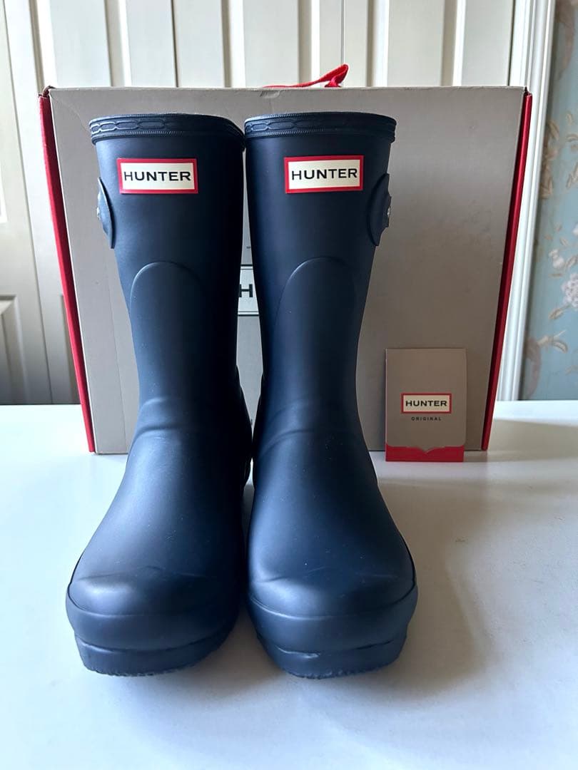 ☆ひまわり☆HUNTER☆レインブーツ ミドル丈 NAVY UK5