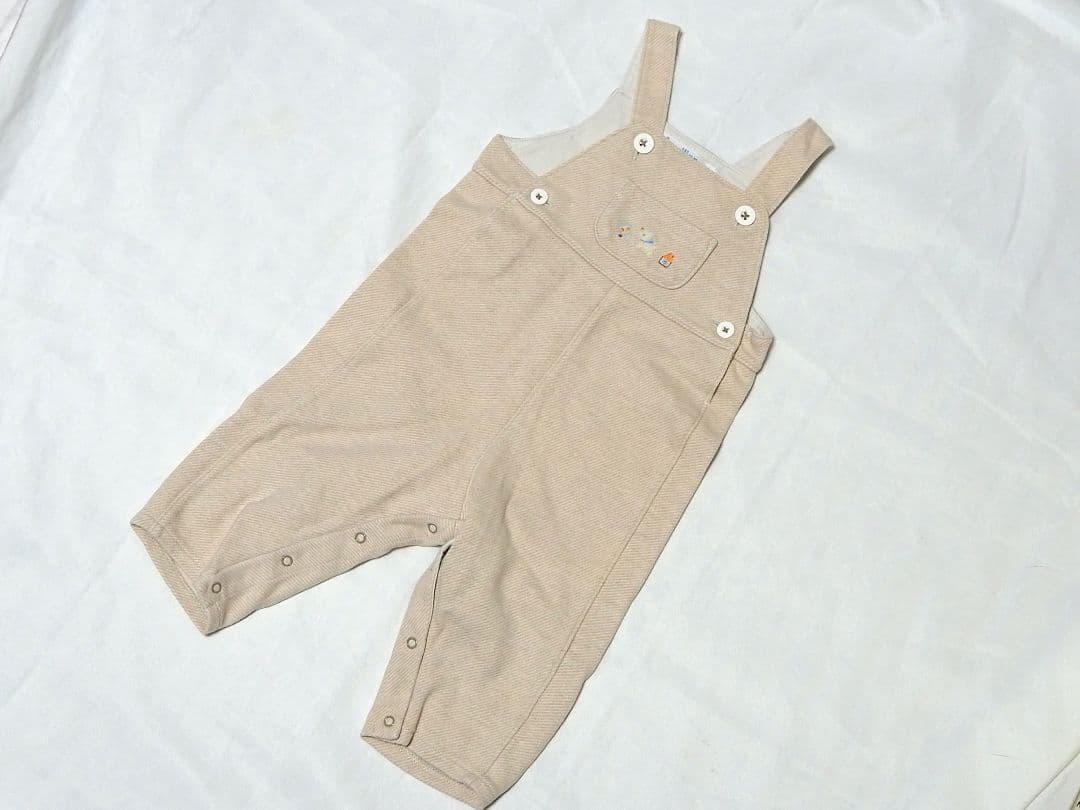 ファミリア サロペット ロンパース オーバーオール ベージュ ブルー 70