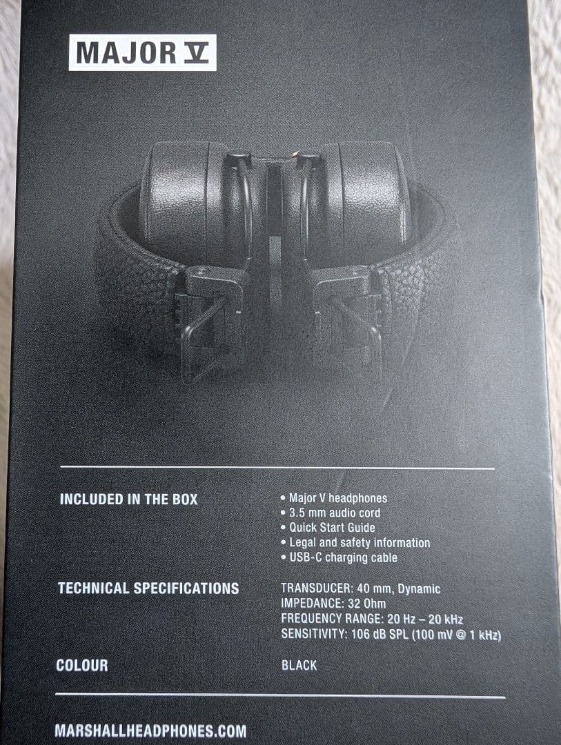 Marshall マーシャル MAJOR Ⅴ BLACK　ヘッドフォン