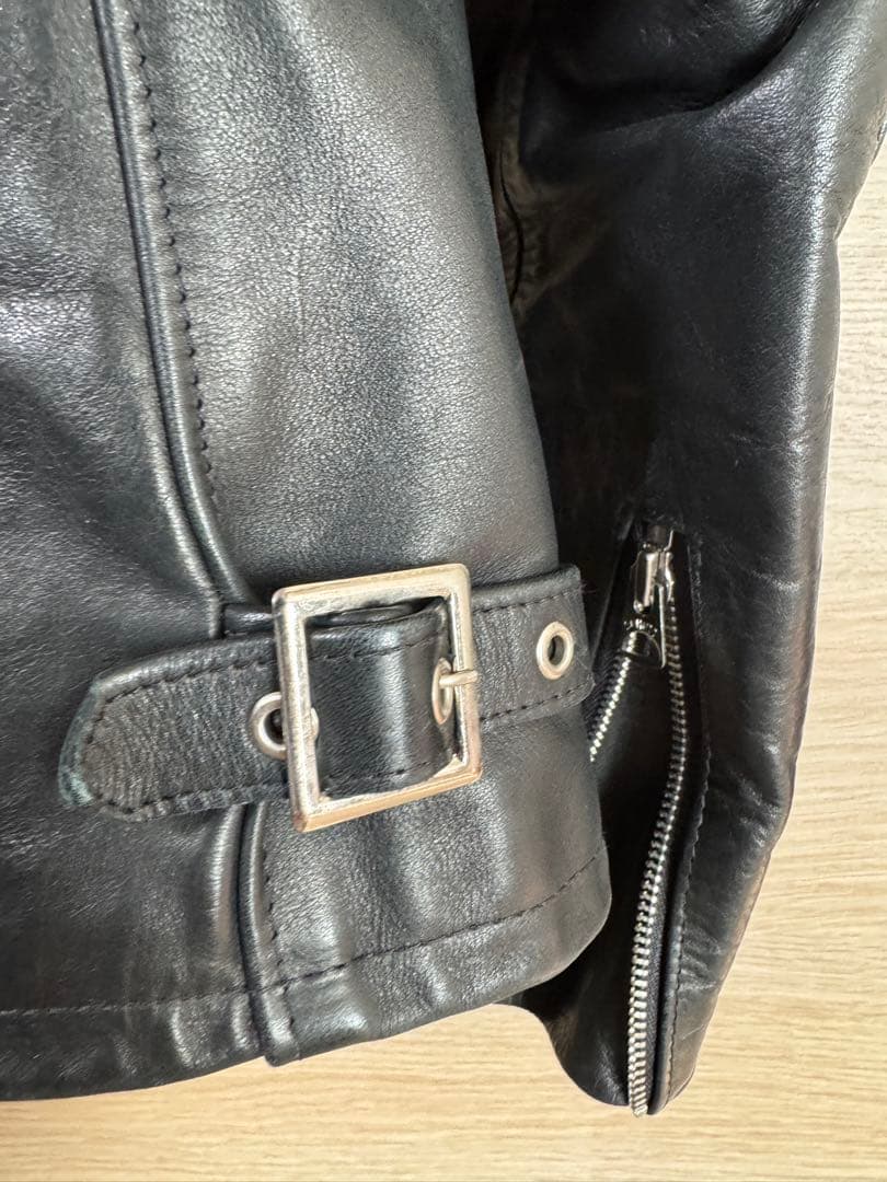 ショット　ブラックレザーシングルライダースジャケット