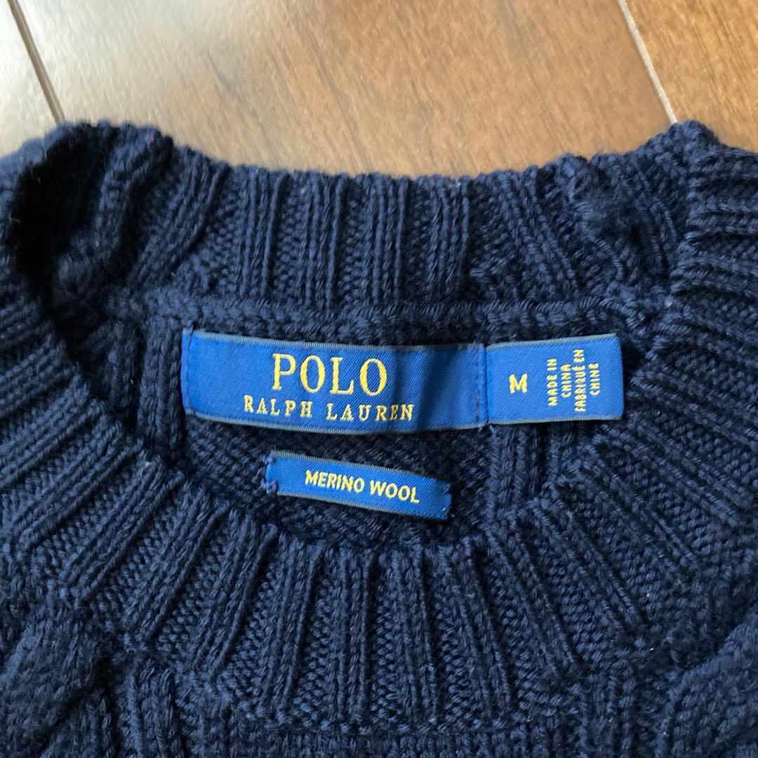 ポロラルフローレン ケーブルニットワンピース　ネイビー