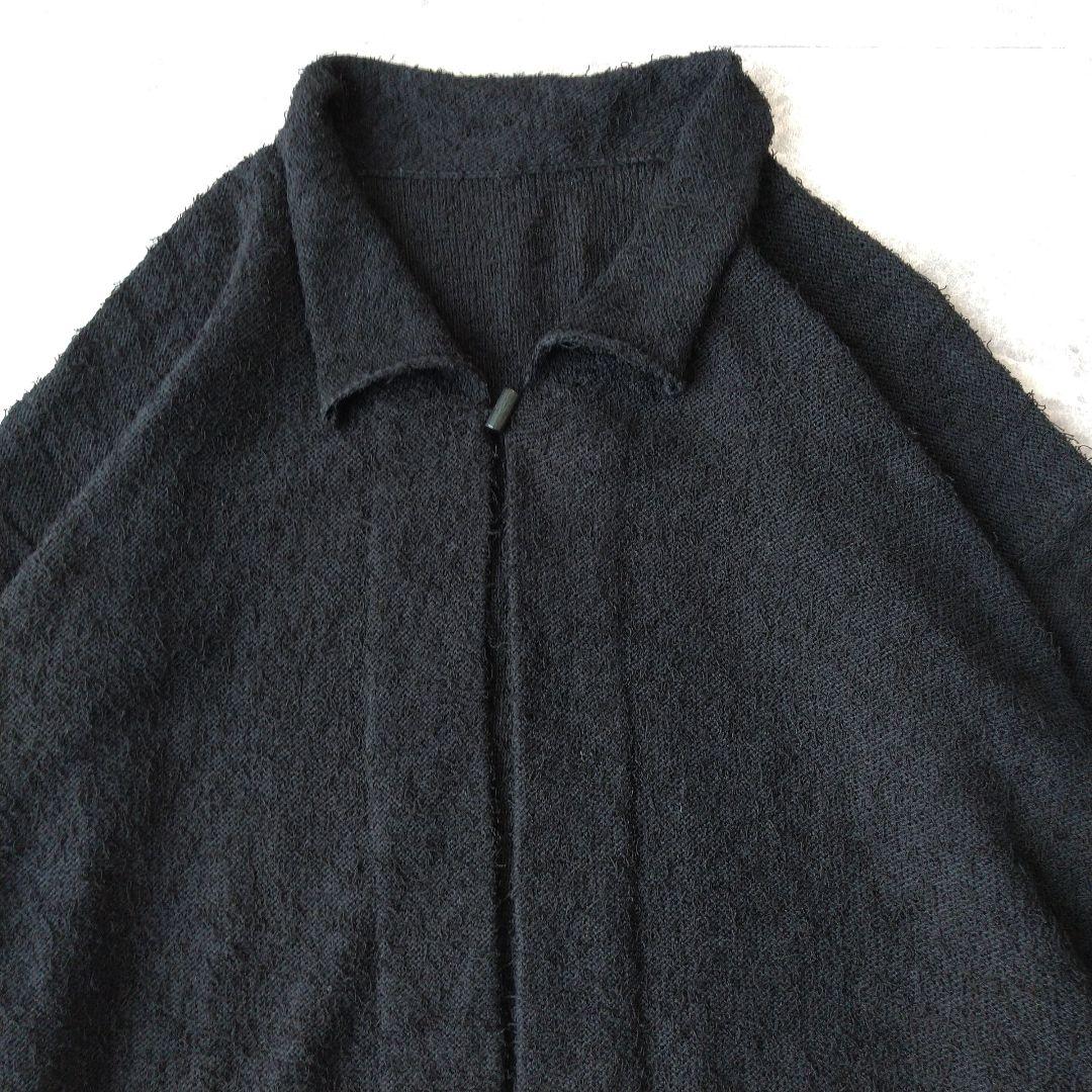 030 ヨーガンレール シルク コットン ツイード ニット カーディガン 黒