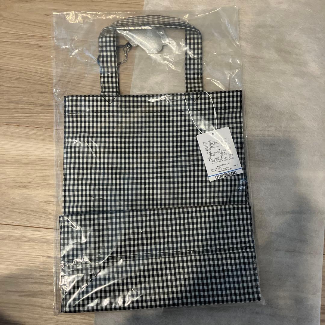 ファミリア ギンガムチェック トートバッグ　白黒