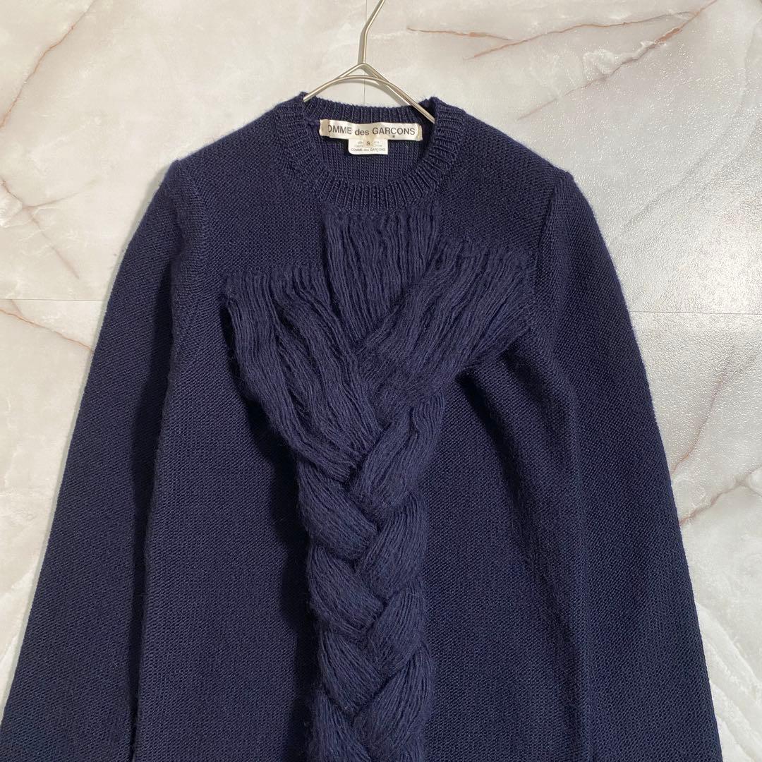 A17609 美品 コムデギャルソン 14AW ケーブルドッキングニット 紺 S