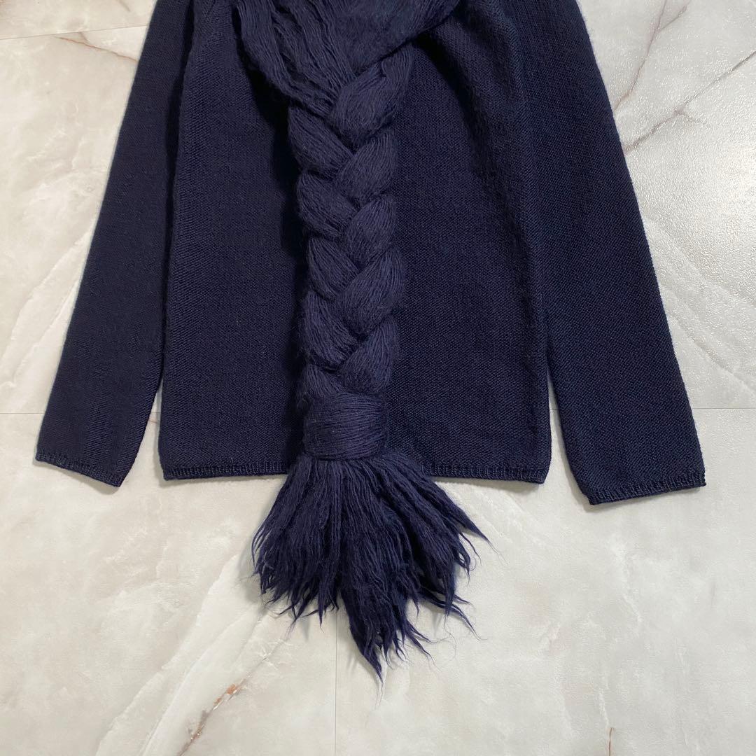 A17609 美品 コムデギャルソン 14AW ケーブルドッキングニット 紺 S