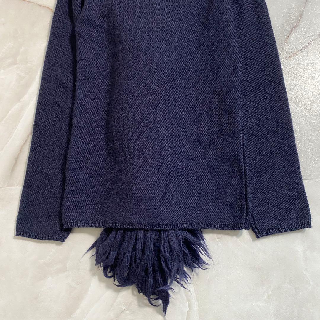 A17609 美品 コムデギャルソン 14AW ケーブルドッキングニット 紺 S