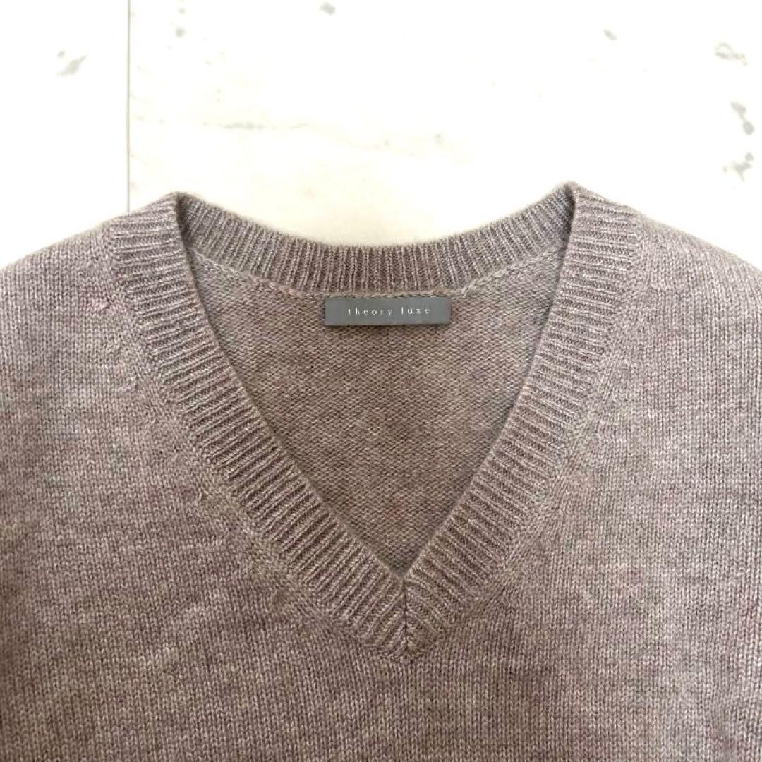 極美品 セオリーリュクス ベージュ 長袖ニット カシミア100% M