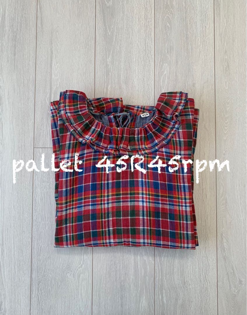 45R45rpm ガーゼ二重織のフリルカラーブラウス