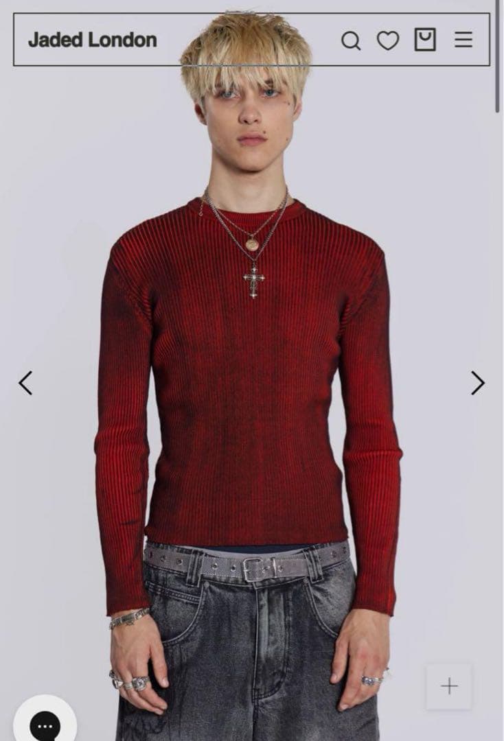 トップス jaded london Red Scrape Knit