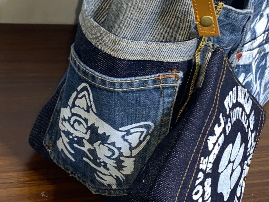 セール☆岡山デニム☆ダメージデニム☆☆トラネコ☆リュック対応☆4wayバッグ
