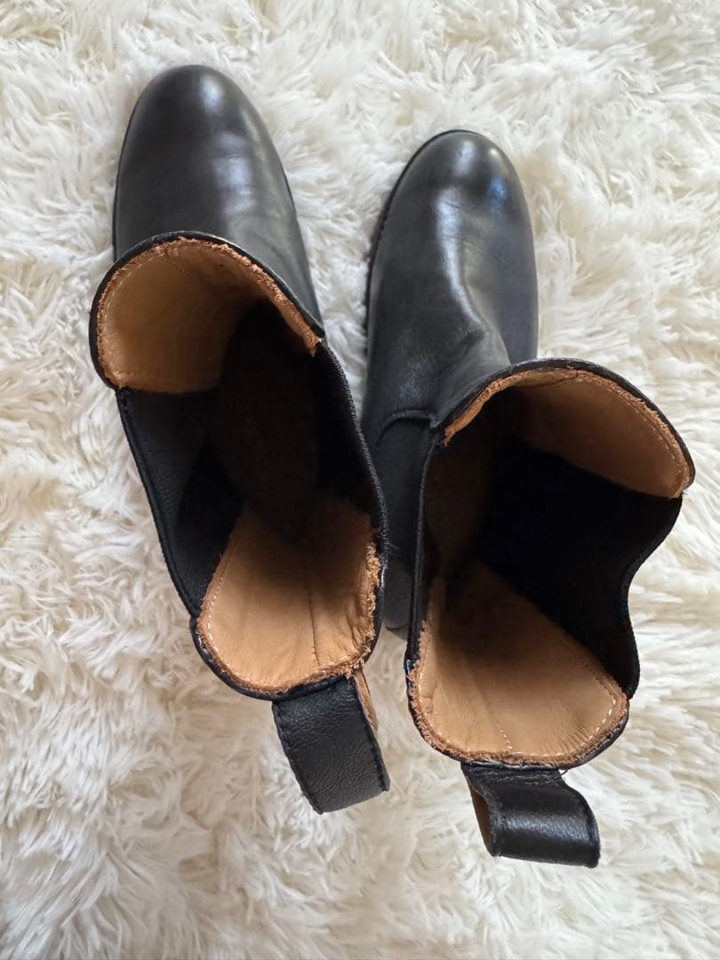 レザーサイドゴアブーツ ブラック