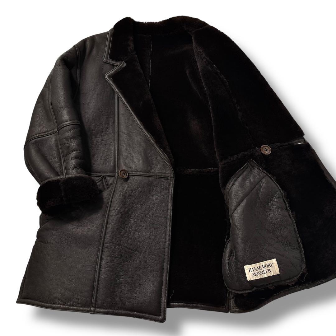 極美品】ＭＯＲＩＨＡＮＡＥ　モリハナエ　ムートンコート　ジャケット　革　ダブル
