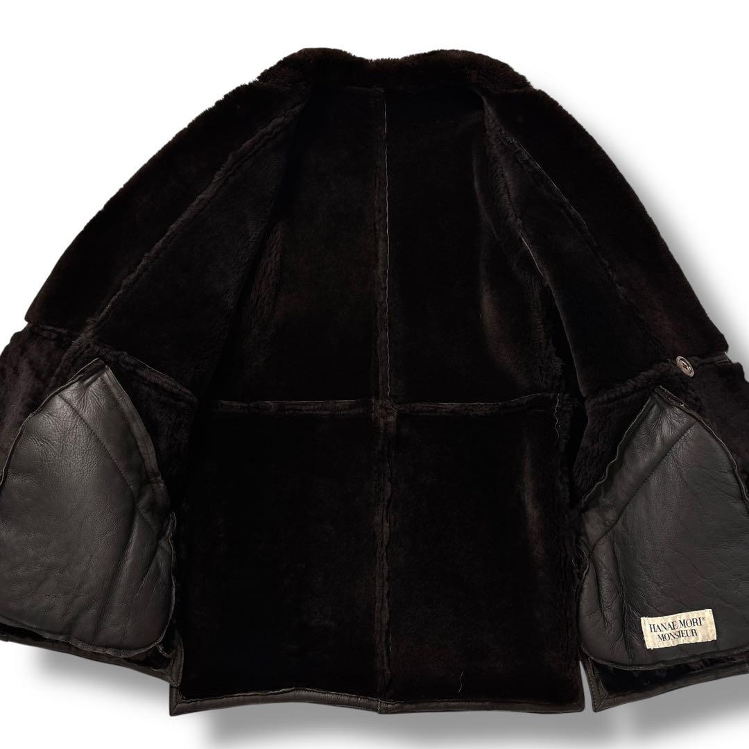 極美品】ＭＯＲＩＨＡＮＡＥ　モリハナエ　ムートンコート　ジャケット　革　ダブル