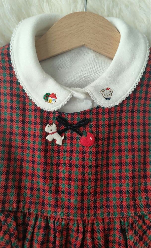 ファミリア　チェックワンピース　ブラウス　タイツ　セット売り　80