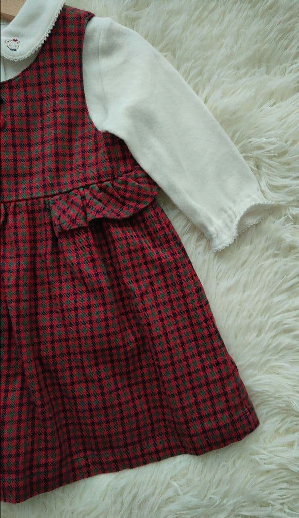 ファミリア　チェックワンピース　ブラウス　タイツ　セット売り　80