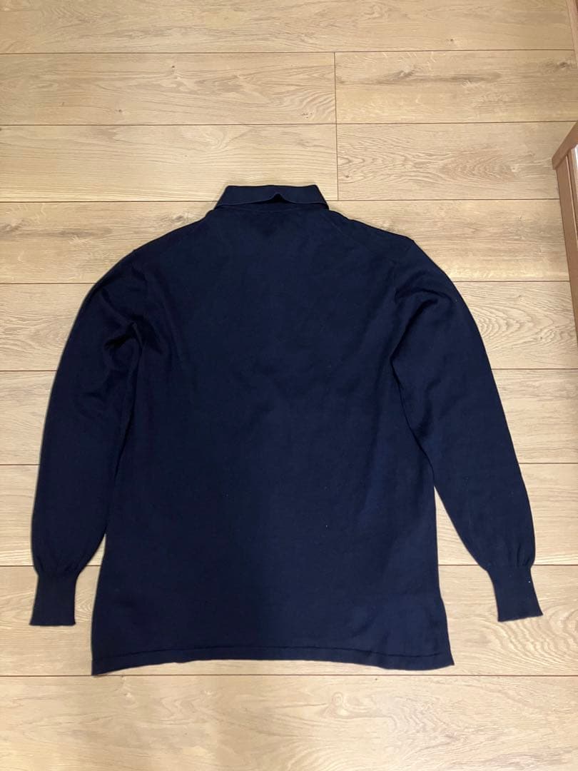 COMOLI コモリ　シルクカシミアニットポロ　ネイビー　2