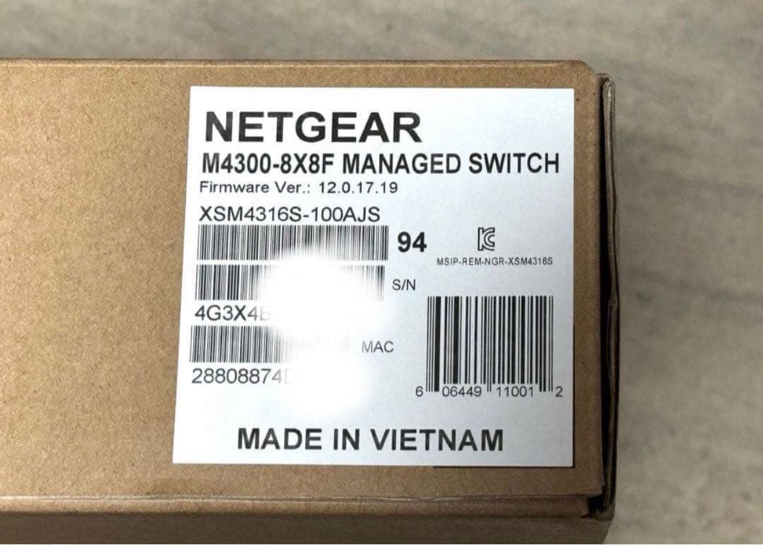 新品未開封NETGEAR M4300-8X8F XSM4316S 10Gスイッチ