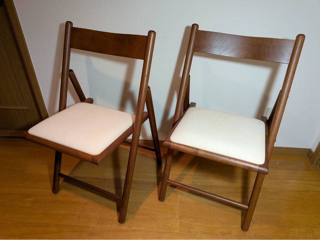 ■送料込■無印 折りたたみデスク 2脚 イス 木製コンパクトテーブル椅子チェア