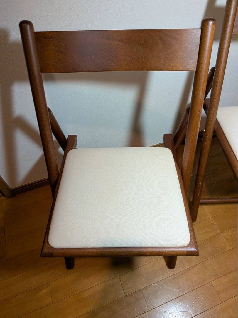 ■送料込■無印 折りたたみデスク 2脚 イス 木製コンパクトテーブル椅子チェア