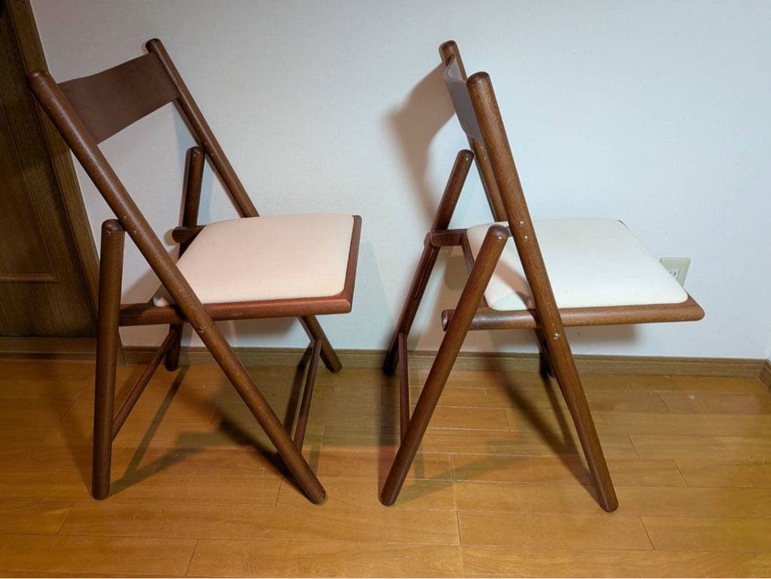■送料込■無印 折りたたみデスク 2脚 イス 木製コンパクトテーブル椅子チェア