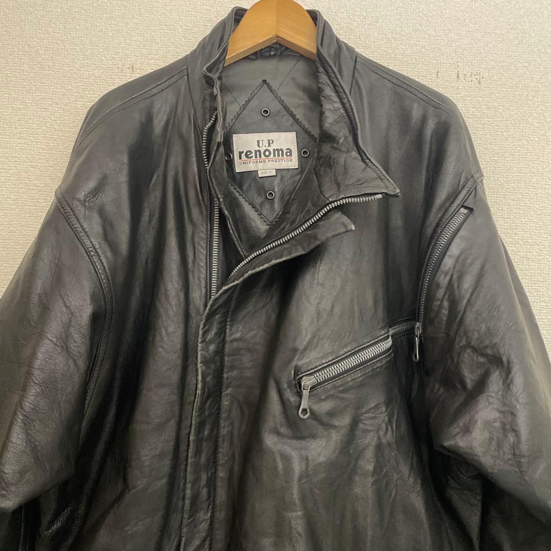 ヴィンテージ本革【renoma】希少ロングライダースジャケット コートY2K古着