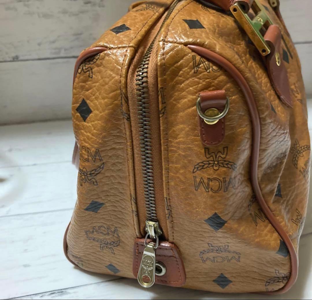 MCM レザーボストンバッグ 中型 ブラウン