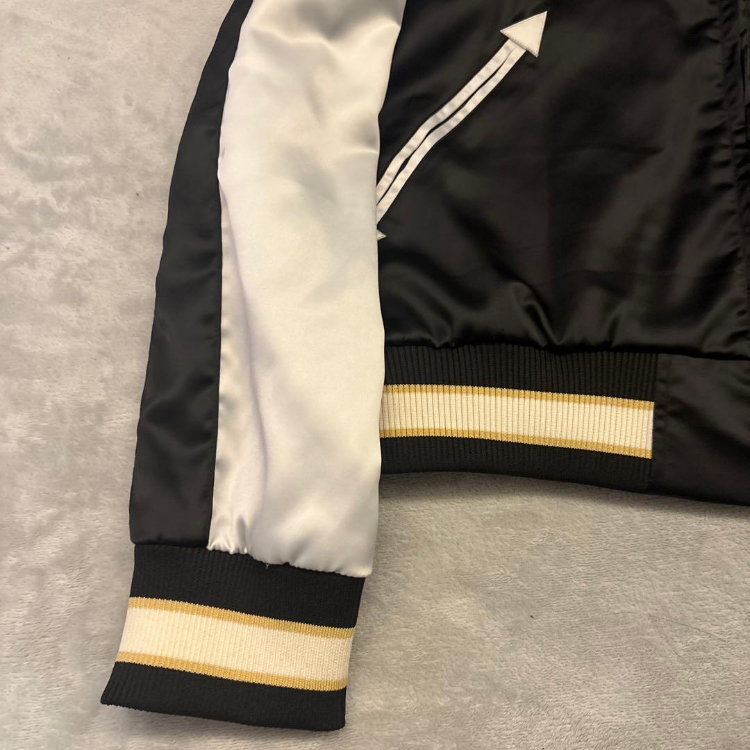 未使用級✨KARAKU 神奈川沖浪と波乗り猫 スカジャン サテン 2XL 刺繍