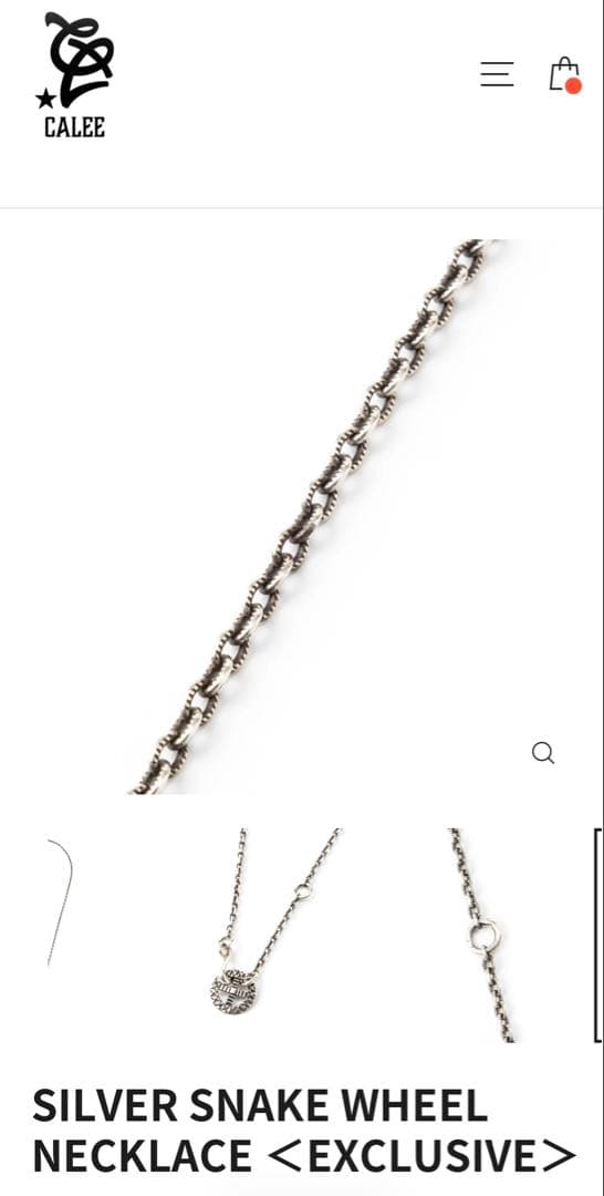 アクセサリー CALEE SILVER SNAKE WHEEL NECKLACE