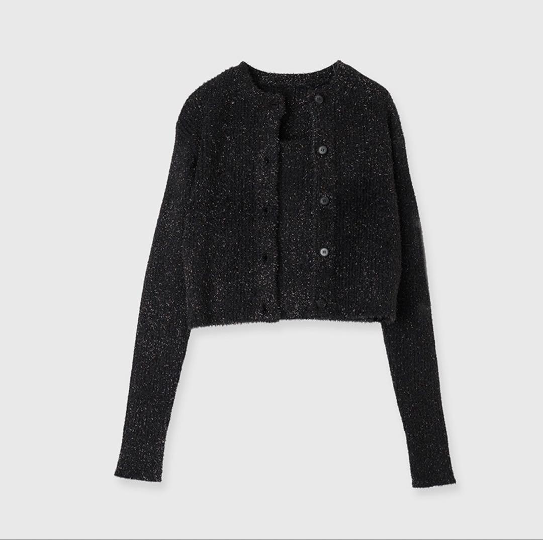 anuans アニュアンス ラメニットアンサンブル 黒 ブラック ラメニット