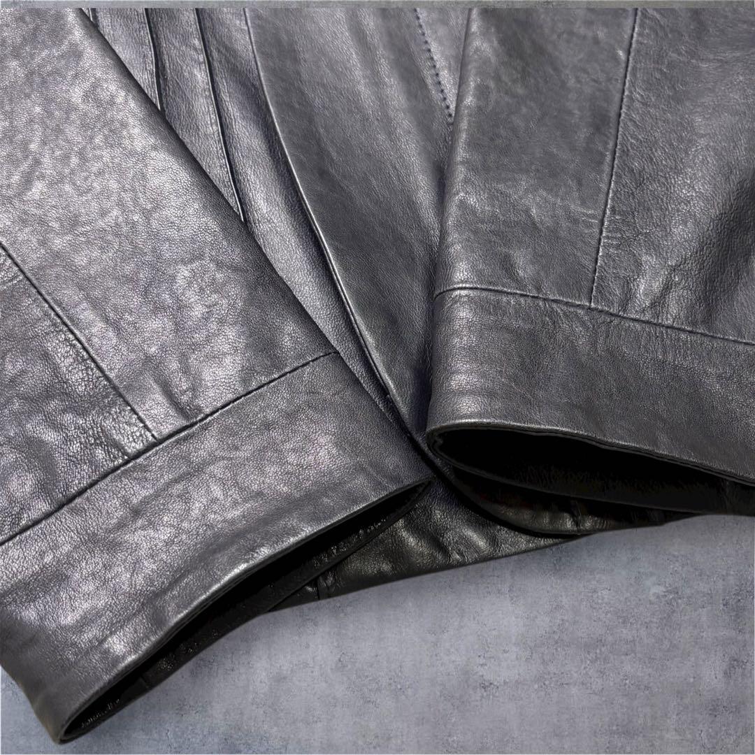 【新品】 パラスパレス ラムレザー ノーカラー ジャケット イタリア製 M相当