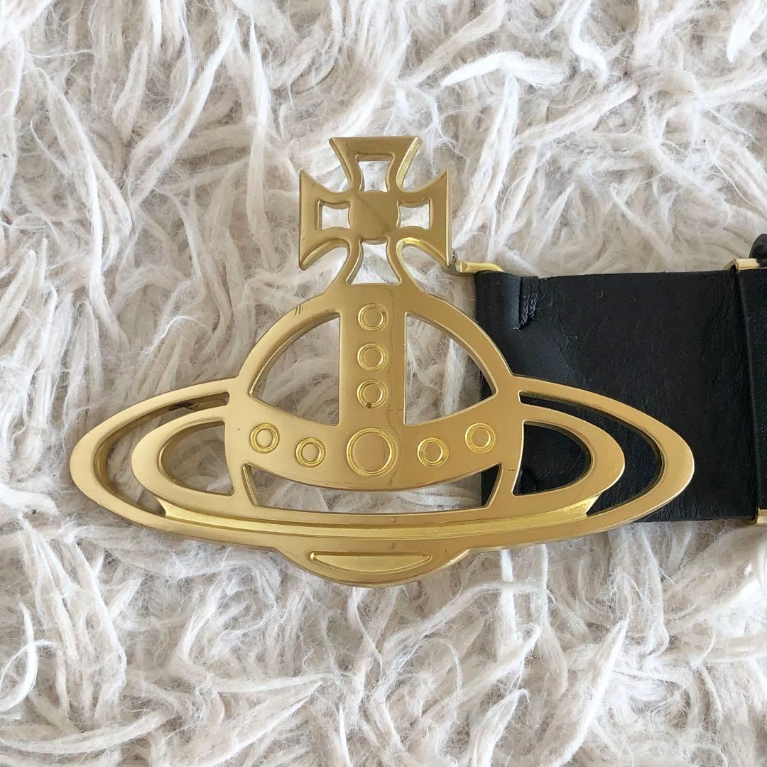 【美品】ヴィヴィアンウエストウッド　ベルト　オーブ　ゴールド金具　黒　本革