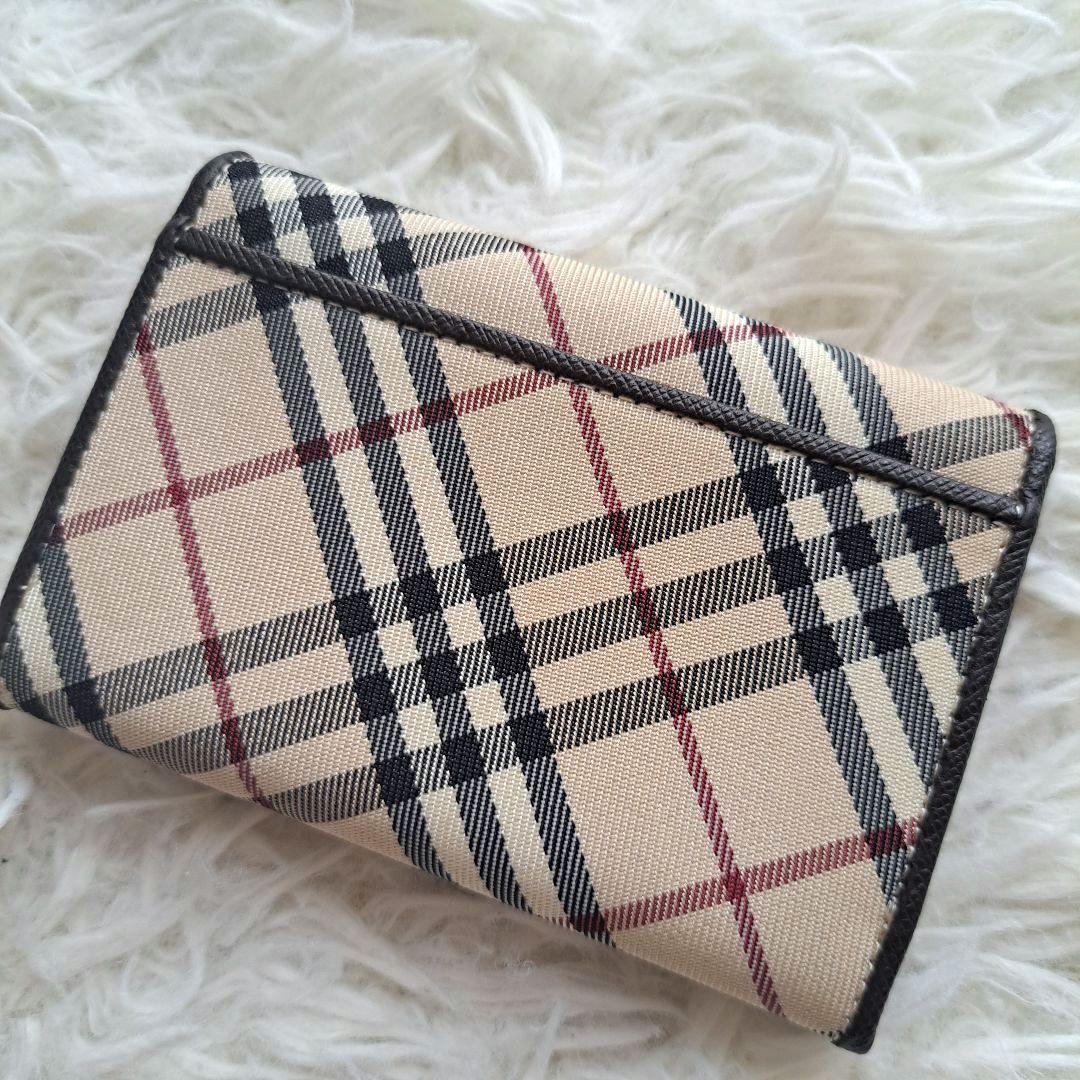 【未使用級】【バーバリー】ノバチェック レザー キャンバス名刺入れ カードケース