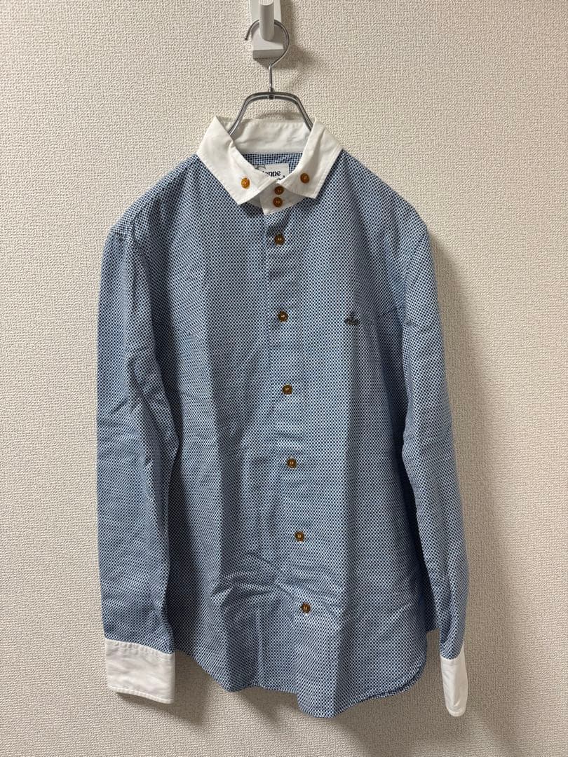 Vivienne Westwood MAN オーブ刺繍 ブルー チェックシャツ