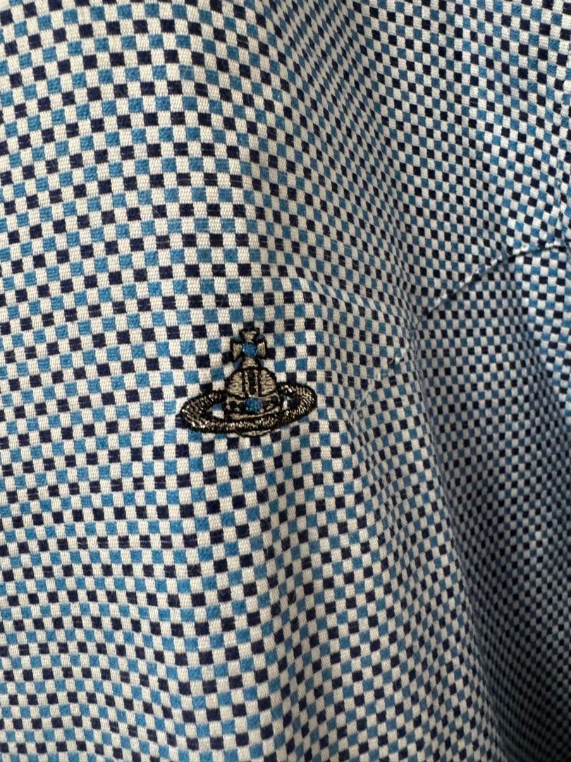 Vivienne Westwood MAN オーブ刺繍 ブルー チェックシャツ