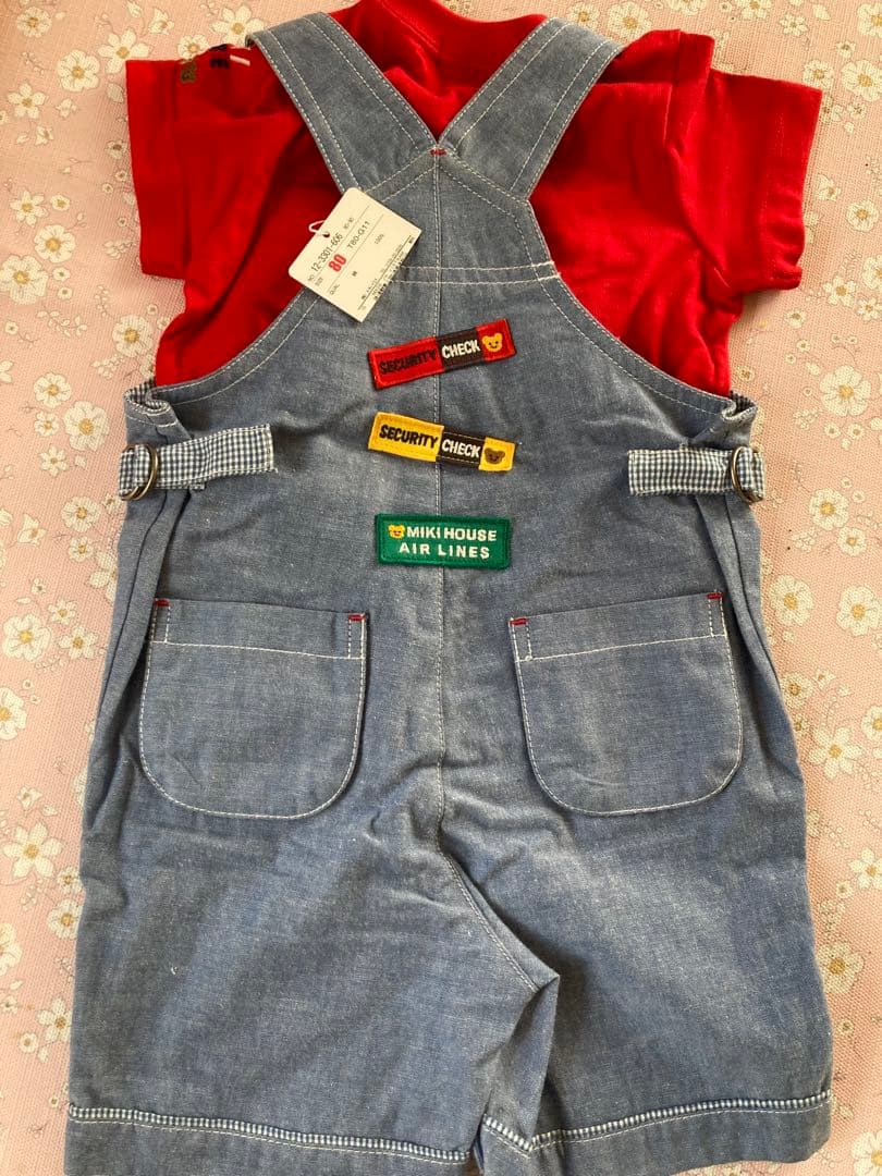 ミキハウス オーバーオール 80cm新品未使用　箱入り、袋付き