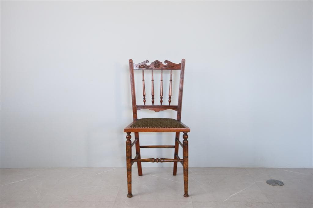 英国アンティーク木製ベッドルームチェア/椅子ダイニングイス飾り棚91-114-1