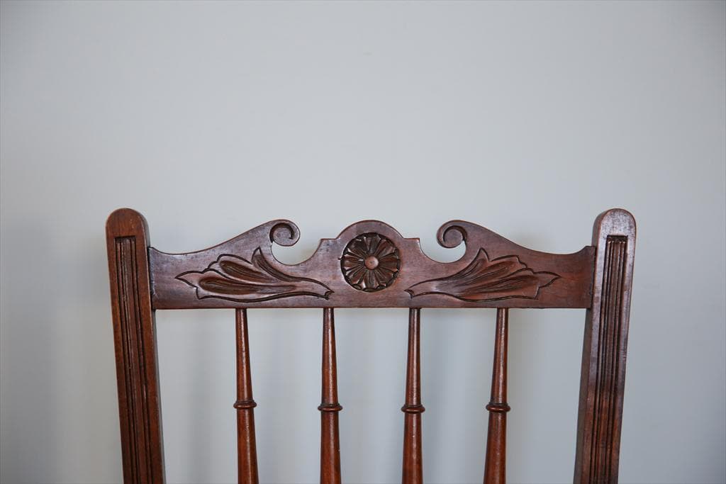 英国アンティーク木製ベッドルームチェア/椅子ダイニングイス飾り棚91-114-1