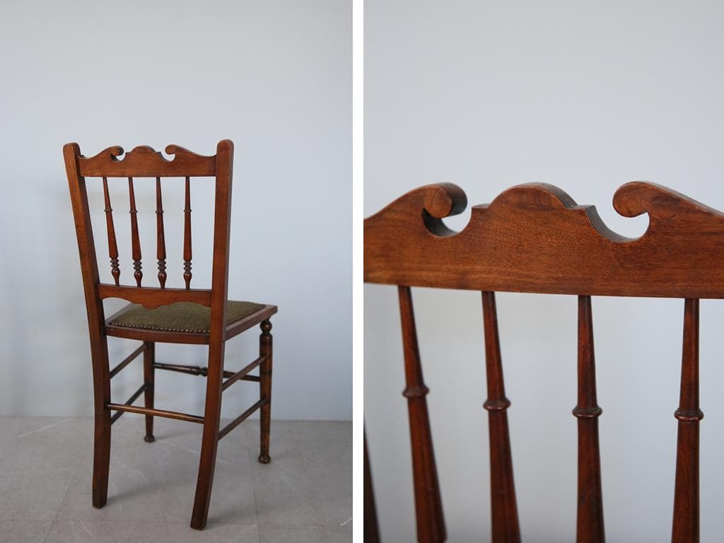 英国アンティーク木製ベッドルームチェア/椅子ダイニングイス飾り棚91-114-1