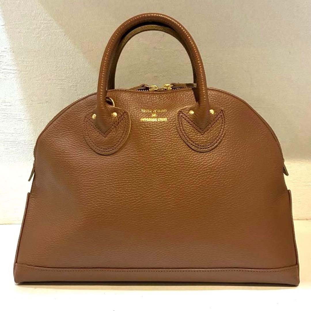 【極美品】YOUNG&OLSEN エンボスドレザージップボートバッグ M 茶色