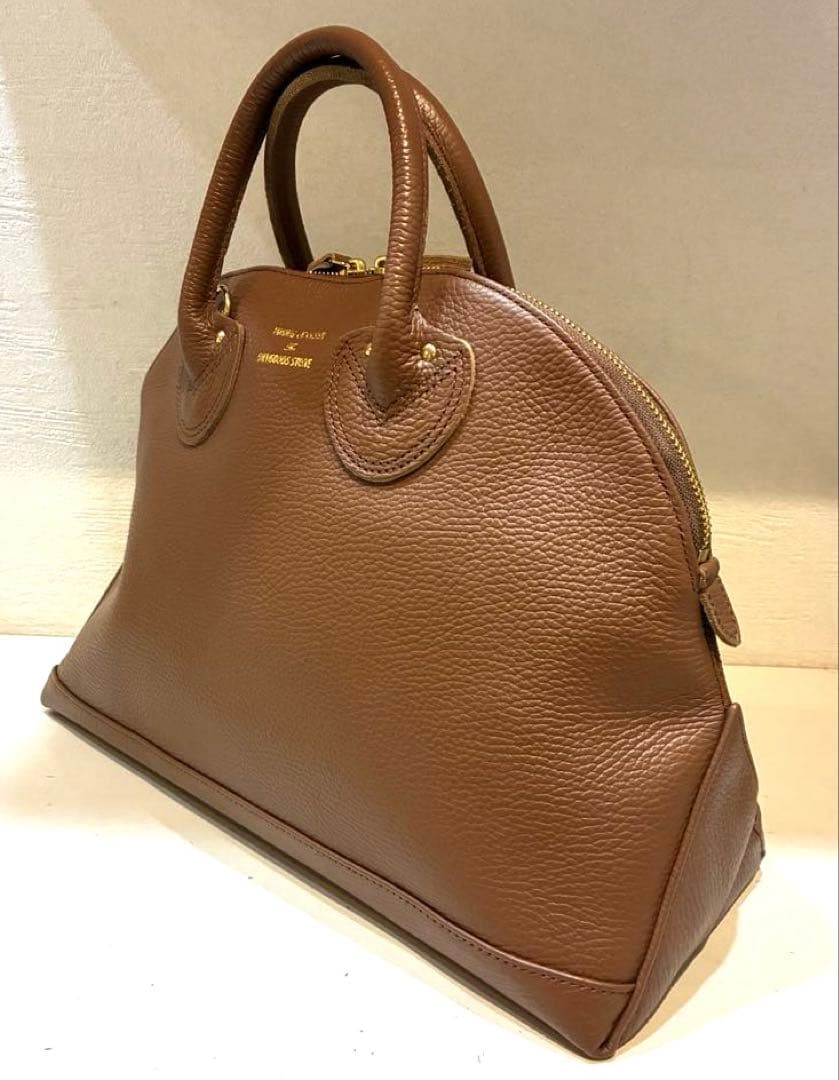 【極美品】YOUNG&OLSEN エンボスドレザージップボートバッグ M 茶色