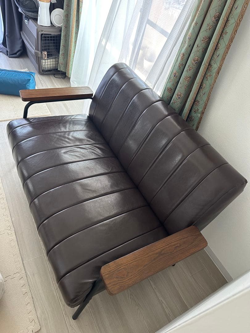 汚れに強い　合成皮革 2人掛けソファ(Nシールド ステイン2KD DBR)